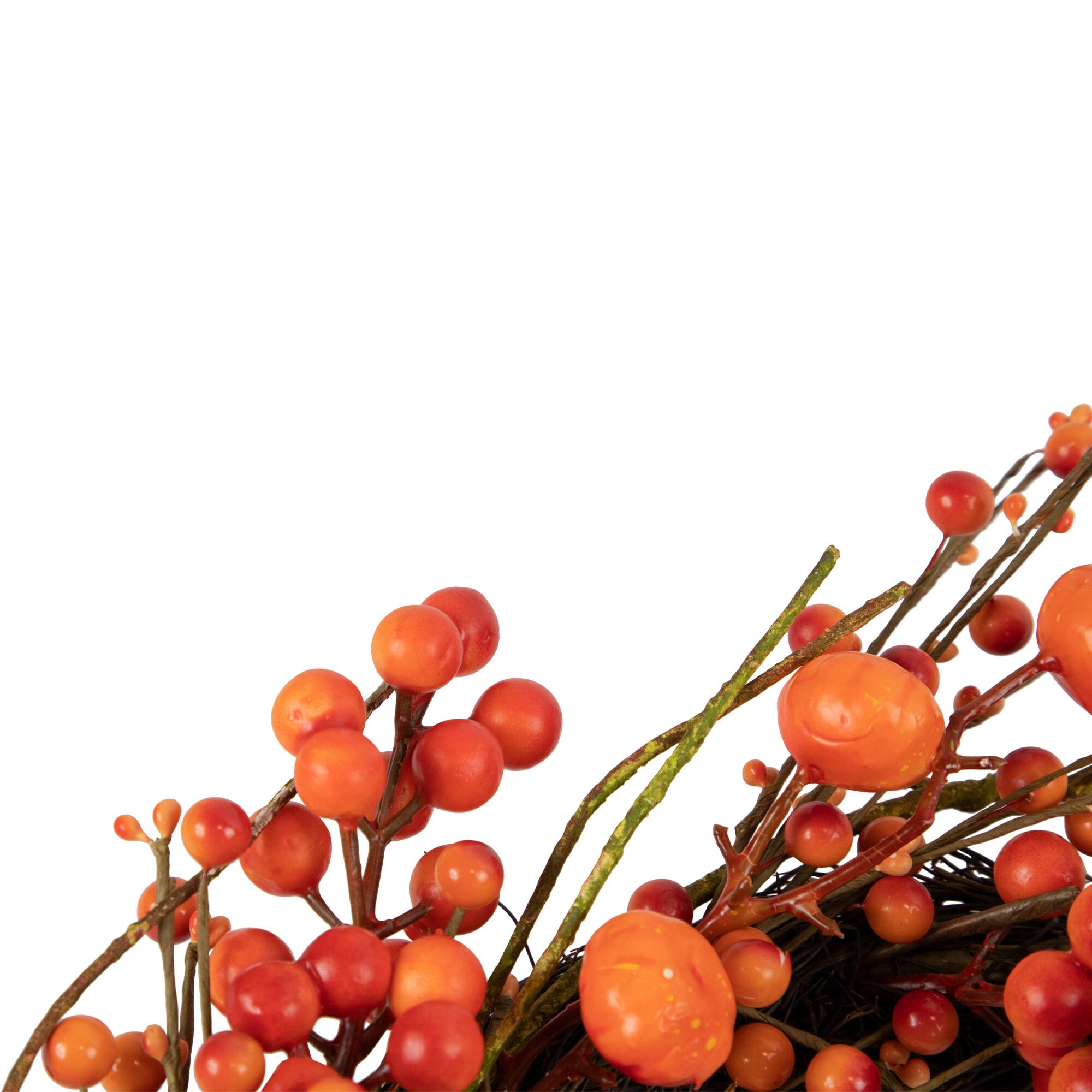 20" Red & Orange Berries with Mini Pumpkins Fall Harvest Wreath